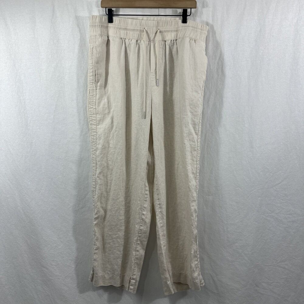 Quince 100% Linen Ivory Wide Leg Elastic Waist Pants Womens Sz XL Beach Coastal